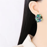 Green & Blue Flower Stud Earrings