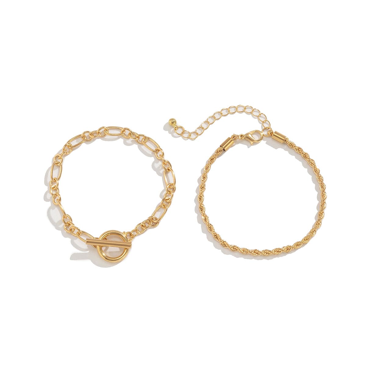 18K Gold-Plated Toggle Rope Chain Bracelet Set