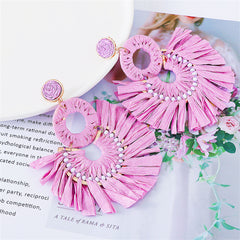 Purple Raffia & 18K Gold-Plated Tiered Fringe Fan Drop Earrings