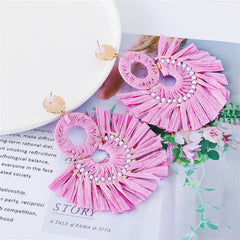 Purple Raffia & 18K Gold-Plated Tiered Fringe Fan Drop Earrings
