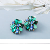 Green & Blue Flower Stud Earrings