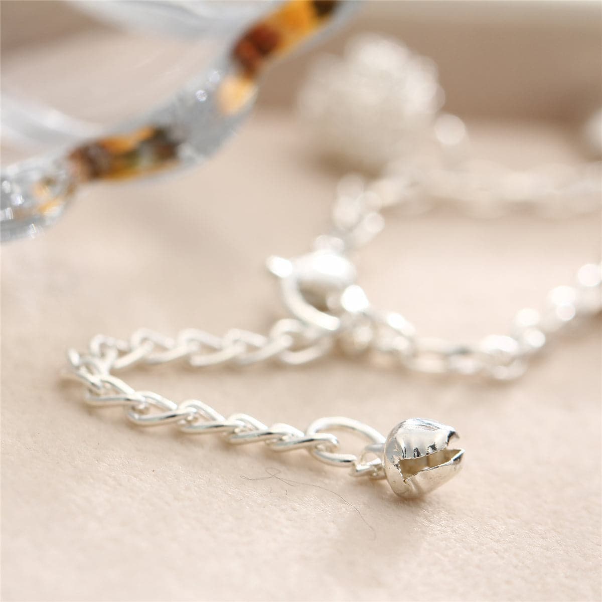 Silver-Plated Abstract Ball Heart Station Anklet