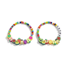 Yellow & Blue 'Angel' Fruit Beaded Stretch Bracelet Set