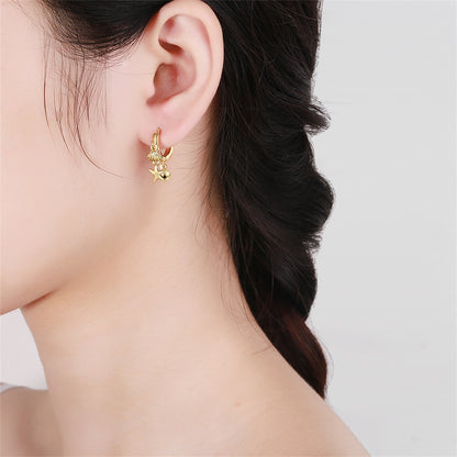 18K Gold-Plated Starfish Shell Charm Huggie Earring, gold huggie earrings, vintage-inspired design, lifestyle look