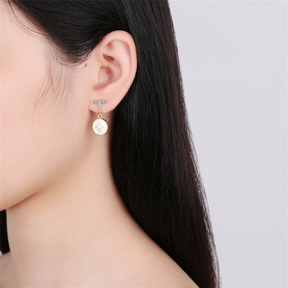 Cubic Zirconia and Enamel 18K Gold-Plated Star Drop Earrings, gold drop earrings for women, detail close-up