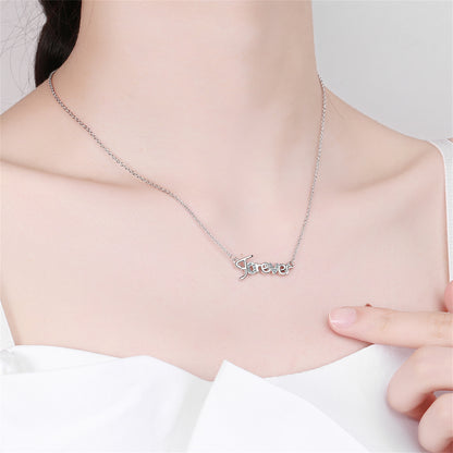 Cubic Zirconia and Silver-Plated 'Forever' Pendant Necklace, silver pendant necklace for women, lifestyle look