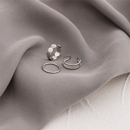 Silver-Plated Layered Open Ring Set, jewelry gift sets for women, elegant gift for her, side view