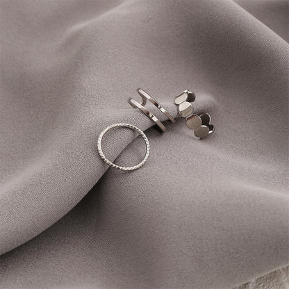 Silver-Plated Layered Open Ring Set, jewelry gift sets for women, elegant gift for her, detail close-up
