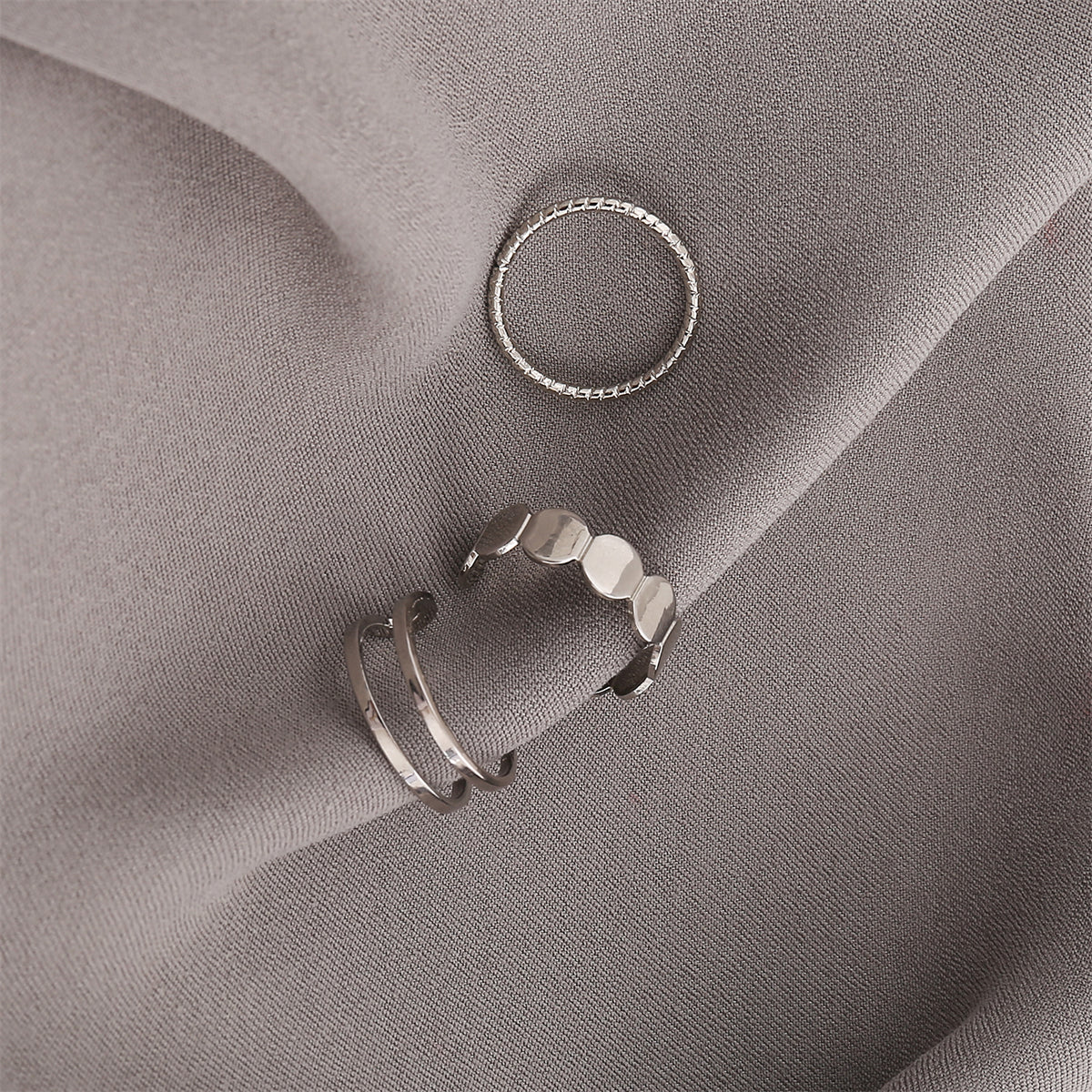 Silver-Plated Layered Open Ring Set, jewelry gift sets for women, elegant gift for her, lifestyle look