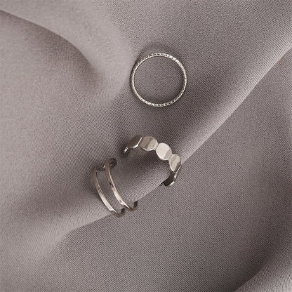 Silver-Plated Layered Open Ring Set, jewelry gift sets for women, elegant gift for her, lifestyle look