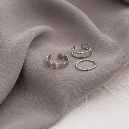 Silver-Plated Layered Open Ring Set, jewelry gift sets for women, elegant gift for her, styled look