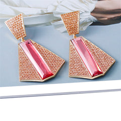 Pink Cubic Zirconia & Crystal Geometric Stripe Drop Earrings