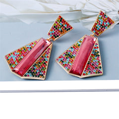Red Crystal & Cubic Zirconia 18K Gold-Plated Abstract Drop Earrings