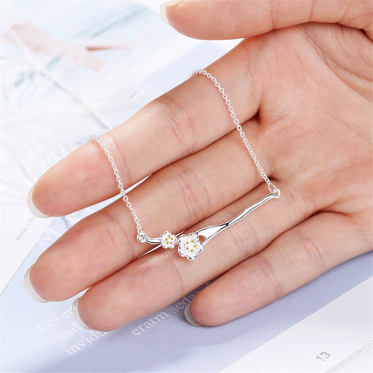Crystal & 18k Gold-Plated Cherry Blossom Pendant Necklace - streetregion