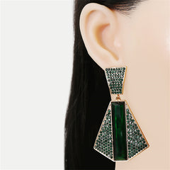 Green Crystal & Cubic Zirconia 18K Gold-Plated Abstract Drop Earrings