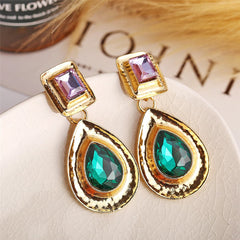 Crystal & 18K Gold-Plated Teardrop Earring