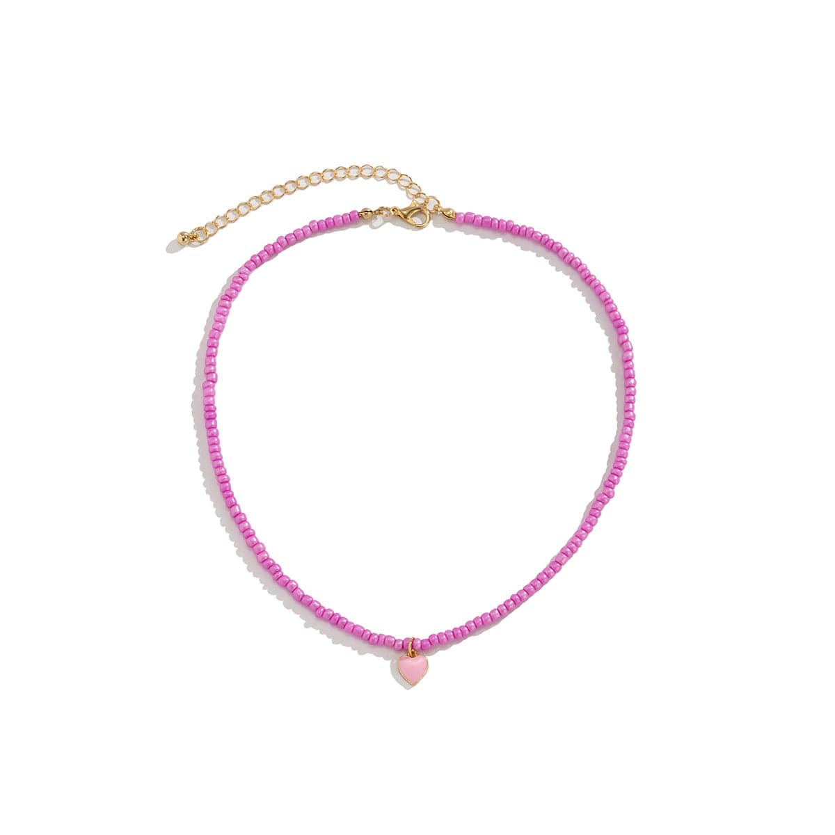 Pink Enamel and Howlite Beaded Heart Necklace, pendant necklace for women, everyday style, lifestyle look