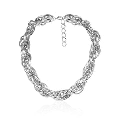 Silver-Plated Twine Rope-Chain Choker Necklace