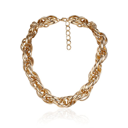 18K Gold-Plated Twine Rope-Chain Choker Necklace, gold pendant necklace for women, botanical inspired, styled look