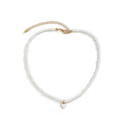 Howlite & White Enamel 18K Gold-Plated Heart Necklace