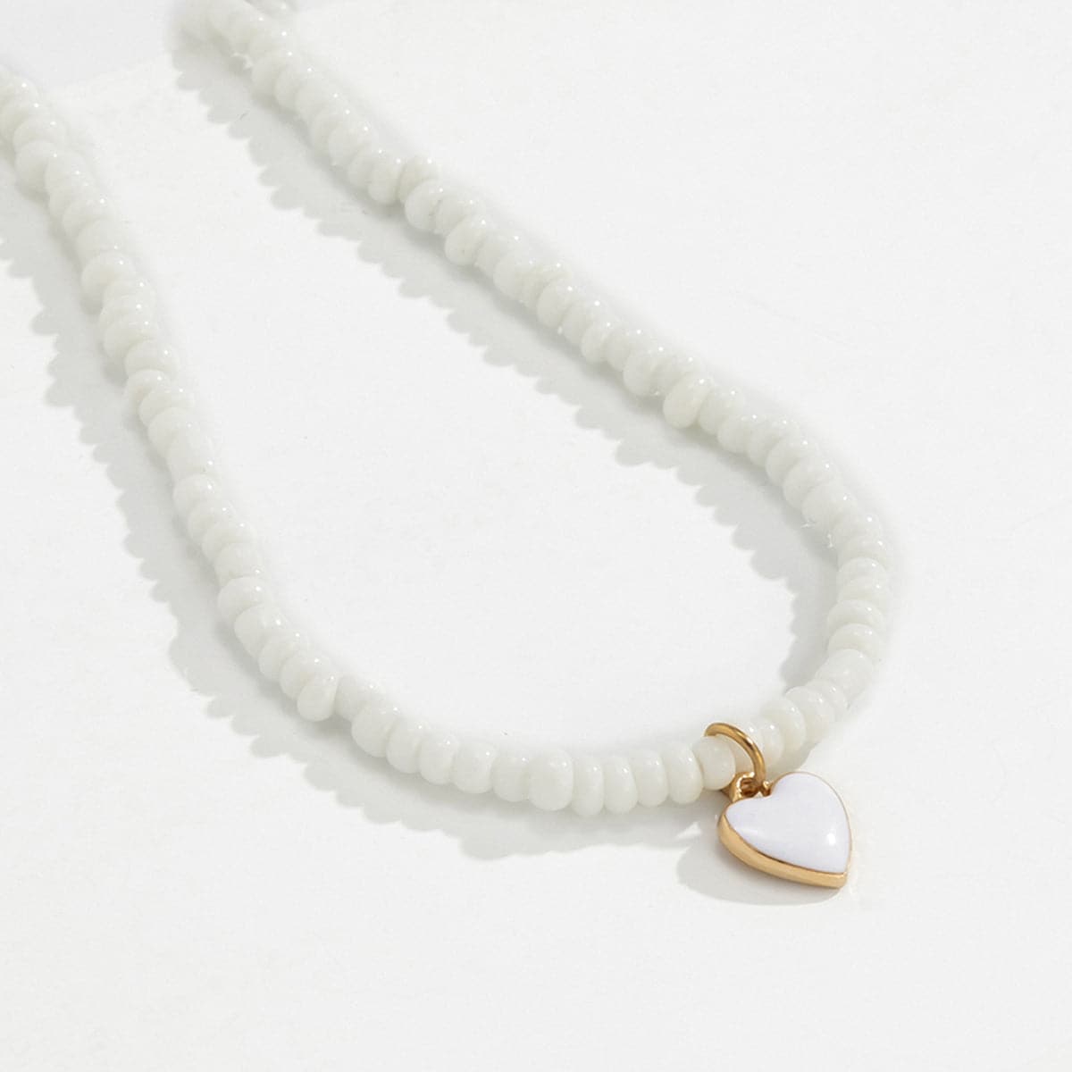 Howlite & White Enamel 18K Gold-Plated Heart Necklace