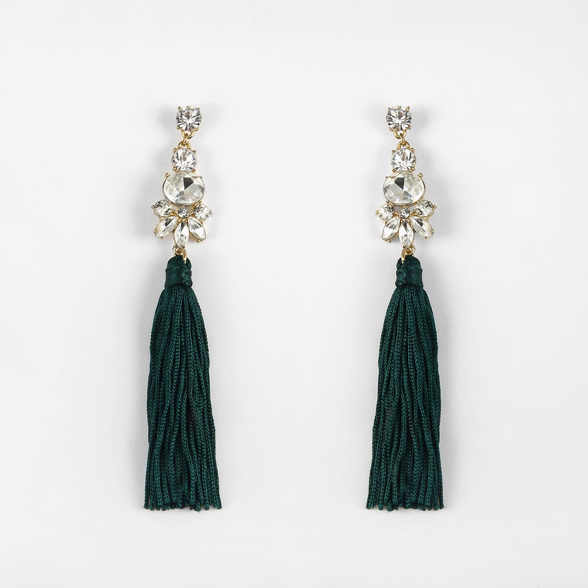 Crystal & Polyster 18K Gold-Plated Geometric Tassel Drop Earrings