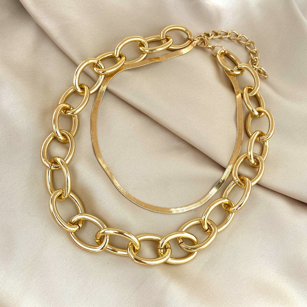 18K Gold-Plated Cable Chain Layered Necklace, gold pendant necklace for women, everyday style, lifestyle look