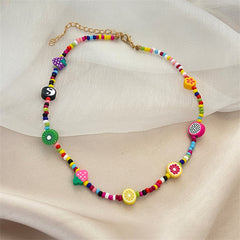 Mulitcolor Howlite & Polymer Clay 18K Gold-Plated Fruit Beaded Necklace
