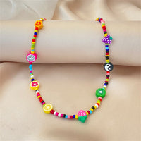 Teal Howlite & Goldtone Multicolor Fruit Beaded Necklace