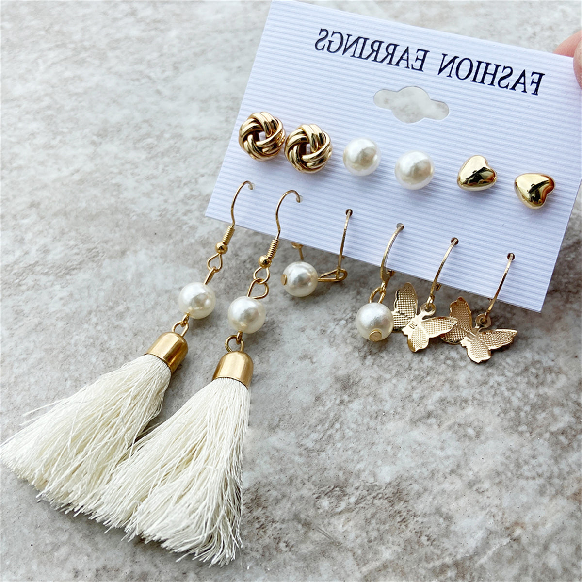 Pearl & 18K Gold-Plated Tassel Earring Set