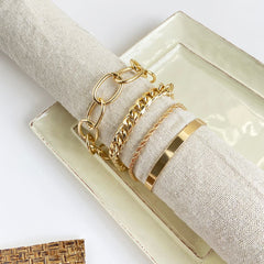 18K Gold-Plated Figaro Bracelet Set