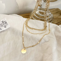 18k Gold-Plated Coin Curb Chain Layered Pendant Necklace