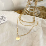 18k Gold-Plated Coin Curb Chain Layered Pendant Necklace