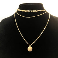 18k Gold-Plated Coin Curb Chain Layered Pendant Necklace