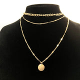 18k Gold-Plated Coin Curb Chain Layered Pendant Necklace