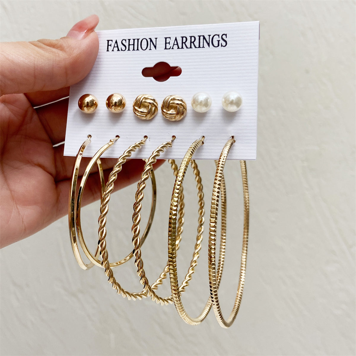 Pearl & 18K Gold-Plated Twist Earrings Set