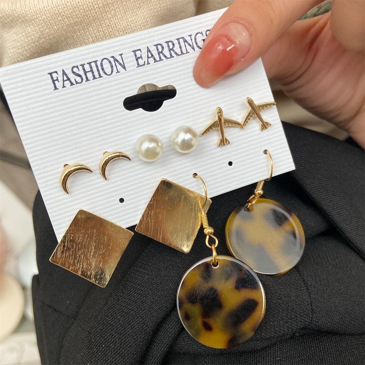 Pearl & Acrylic 18K Gold-Plated Tortoiseshell Drop Earrings Set