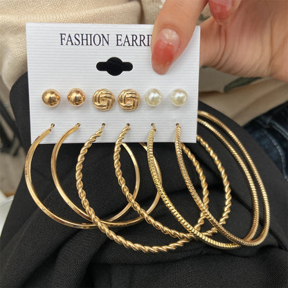 Pearl & 18K Gold-Plated Twist Earrings Set