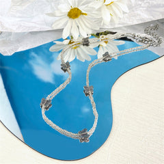 Clear Acrylic & Silver-Plated Butterfly Beaded Station Necklace