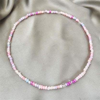 White & Multicolor Teal Howlite & Acrylic Stretch Necklace