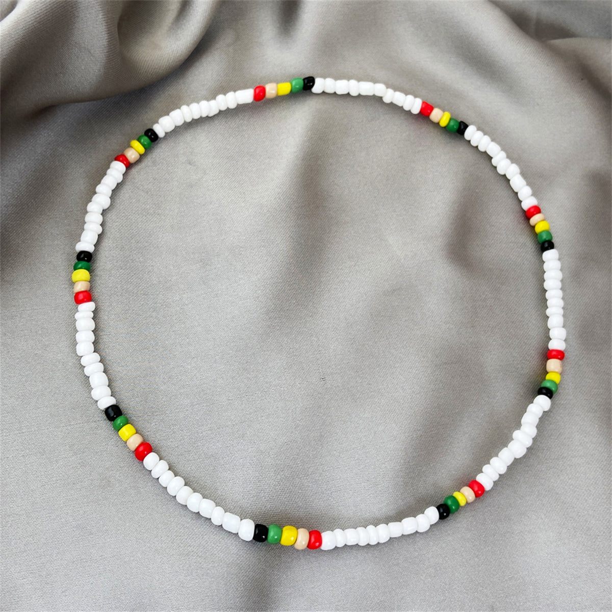 White & Multicolor Teal Howlite Stretch Necklace