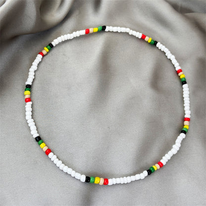 White & Multicolor Teal Howlite Stretch Necklace