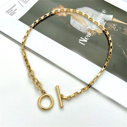 18K Gold-Plated Toggle Choker Necklace, chunky gold choker necklace, elegant gift for her, lifestyle look