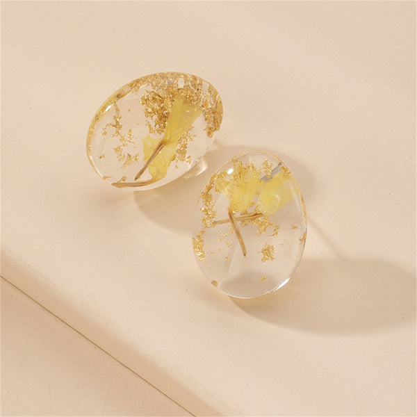 Yellow Floral & Silver-Plated Earrings