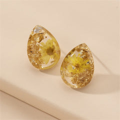 Yellow Mum & Silver-Plated Earrings