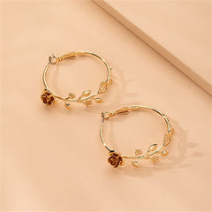 18K Gold-Plated Rose Hoop Earrings