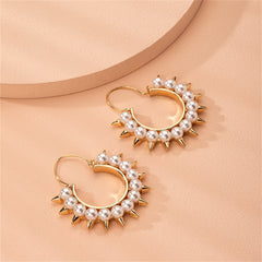 Pearl & 18K Gold-Plated Spike Hoop Earrings
