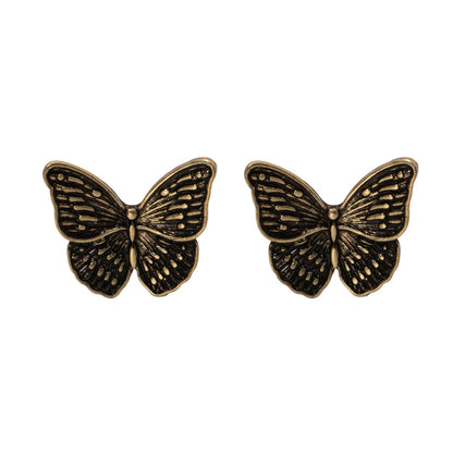 18K Gold-Plated Oxidized Butterfly Stud Earring, gold stud earrings for women, botanical inspired, side view