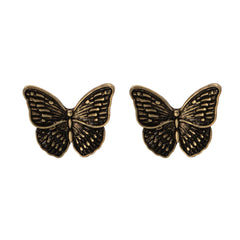 18K Gold-Plated Oxidized Butterfly Stud Earring