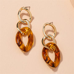 Amber Resin & 18K Gold-Plated Curb Chain Drop Earring